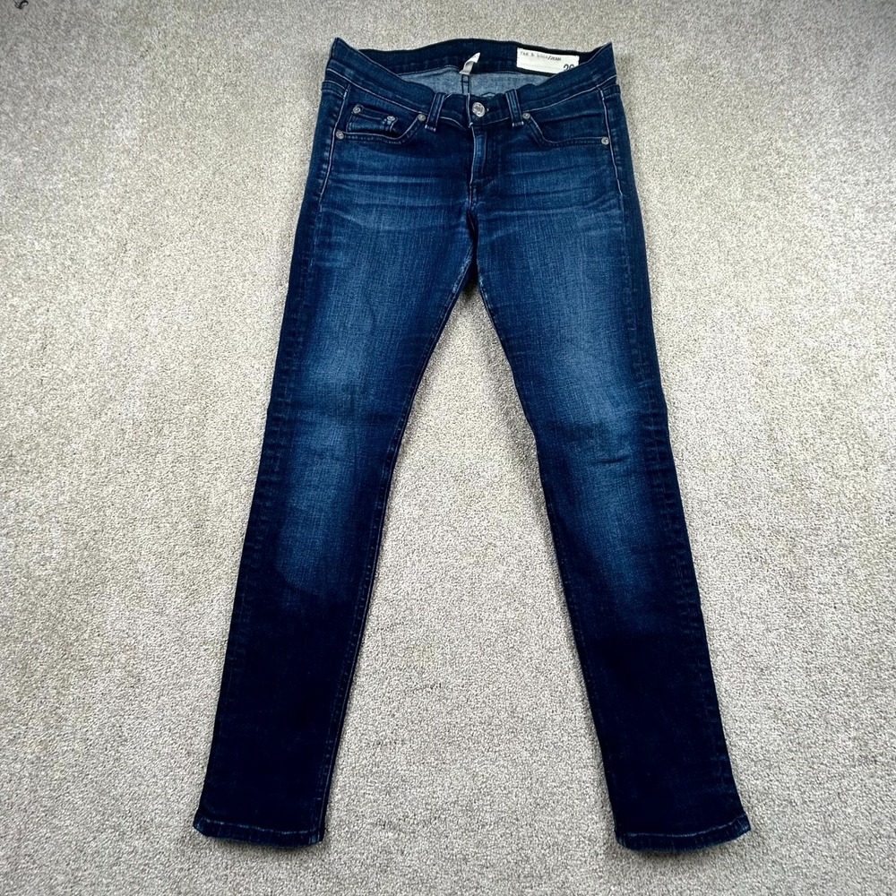 Rag & Bone Capri Jeans Womens 26 Blue Whiskering Denim Cotton Dark Wash Casual